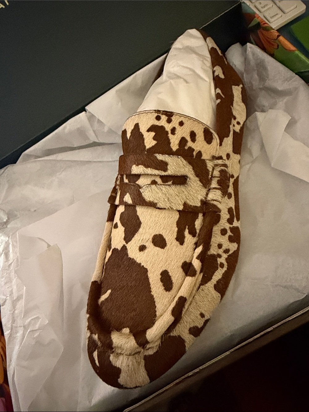 New FARM Rio Cow print  Slip-On loafers Sz 6